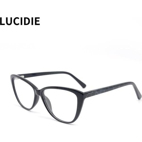 LUCIDIE Hot Sale 2021 New Clear Lens Acetate Glasses for Women Men Cat Eye Frame Eyeglasses Female High Quality Optical Eyewear