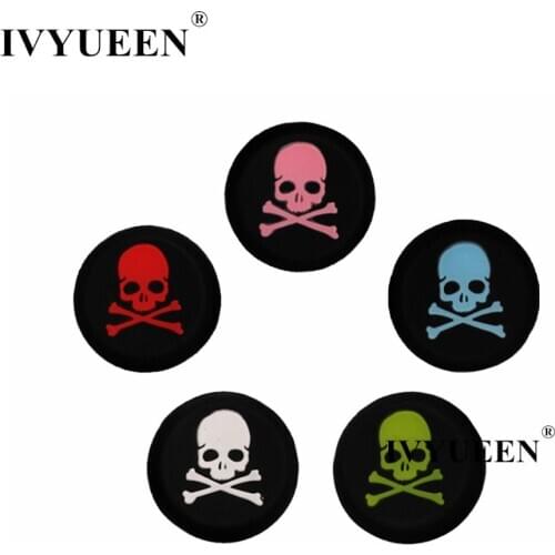 IVYUEEN 100 pcs Silicone Skulls Analog Thumb Sticks Grips for PlayStation 4 PS4 PRO Slim Controller Caps for XBox 360 Switch Pro