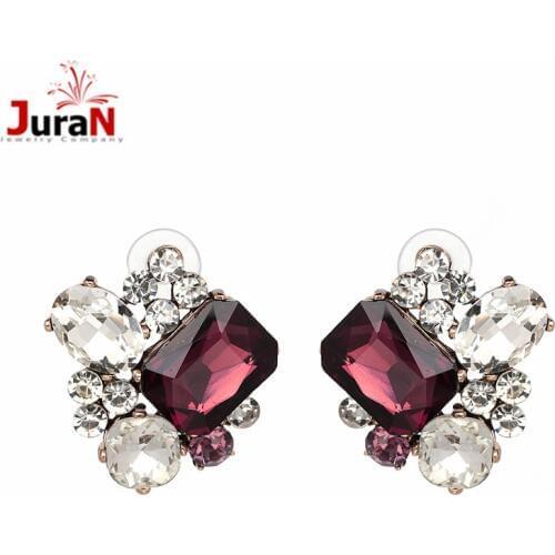 JURAN 2018 New Full Crystal Fashion Jewelry with High Quality Rhinestone Earring for Women Statement Stud Earring wholesale