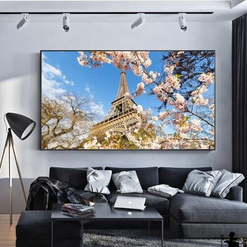 Romantic City Paris Eiffel Tower Landscape Abstract Oil Painting on Canvas Poster Print Wall Picture Art for Living Room Cuadros
