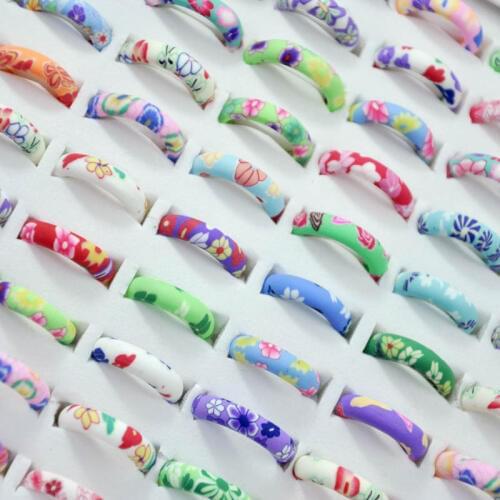 300Pcs New Lovely Cartoon Soft glue Ring For Women Girls Soft Rubber Jewelry Environmental Protection LR4064
