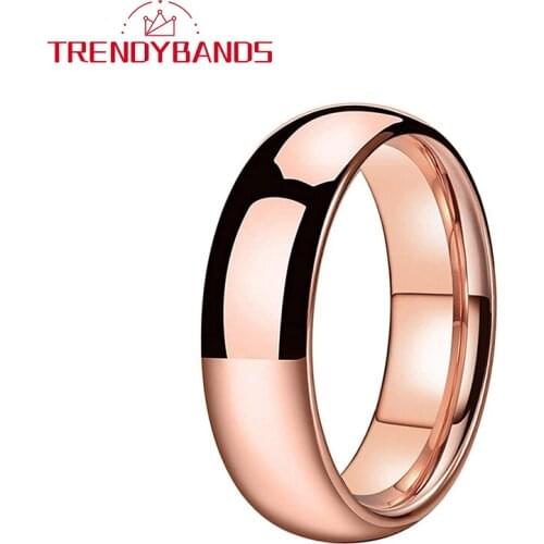 6MM 8MM Rose Gold Tungsten Ring Wedding Band For Women Men Classic Fashion Jewelry Polished Shiny
