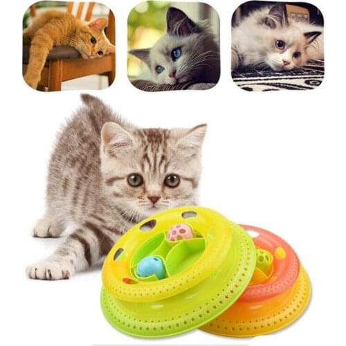 Bell pet cat toy round play disc entertainment funny cat Intelligence puzzle play track tower Cat Toy Balls cat scratch board