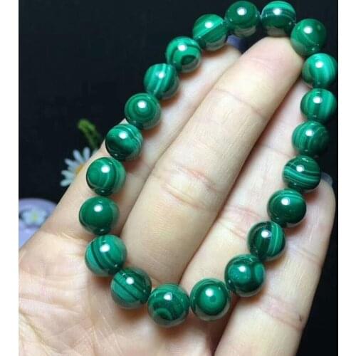 9mm Natural Malachite Chrysocolla Gems Stretch Round Beads Bracelet