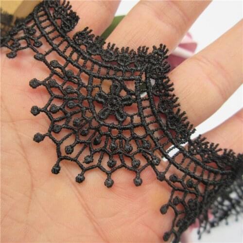 2yards/Lot Soluble Black Polyester Fanshaped Eyelash Lace Trim Embroidered Lace Ribbon Fabric Sewing Supplies Craft Decoration