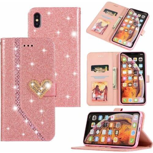 LANCASE Phone Cases for IPhone X/XS/XR/XS MAX Case Glitter Sequins Leather Card wallet Case for Apple iPhone Case