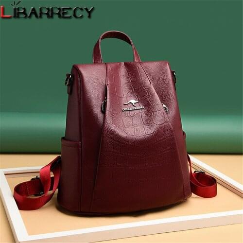 Fashion Stone Designer Womens Backpack High Quality PU Leather Ladies Anti-theft Backpack Casual Women Travel Bags Bolso Mujer