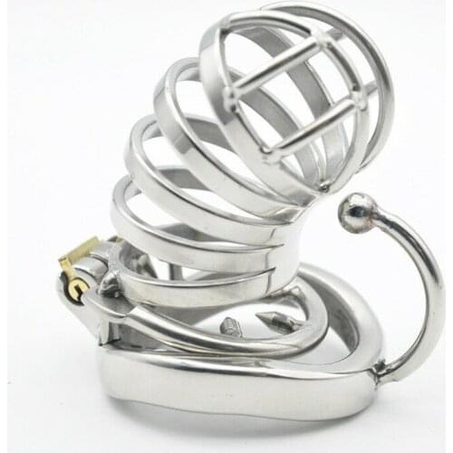 Stainless Steel Male Chastity Cage Long Mens Locking Belt Restraint Device C107 Cock Ring Chastity