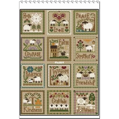 Series January-December 44-56 Cross Stitch Set Cross-stitch Kit Embroidery Needlework Craft Packages Cotton Fabric Floss