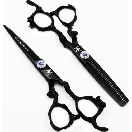 Hair scissors 6" Professional Hairdressing Scissors set Beauty Salon Cutting/Thinning Barbers Shears Black dragon-shaped handle