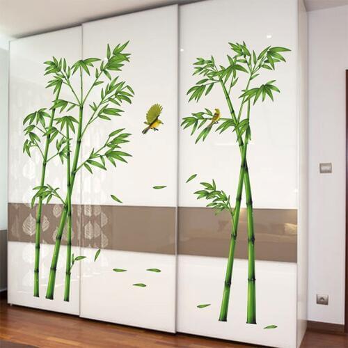 Large size Green bamboo wall stickers PVC Material DIY wall decals for Living room bedroom wardrobe wall decoration stickers