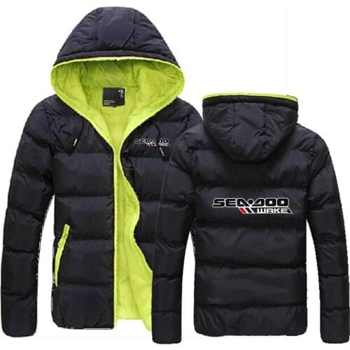 2021 Mens Winter New Sea Doo Seadoo Moto High Street Decal Cotton Hoodies High Quality Jackets Loose Male Tops Padded Pocket Zip