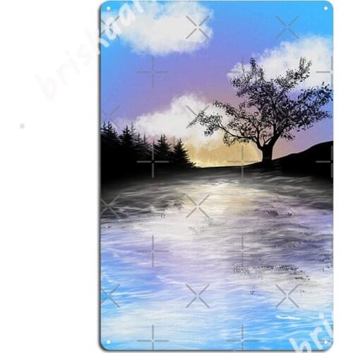 Lake At Dawn Metal Signs Vintage Club Bar Plaques Club Party Tin sign Posters