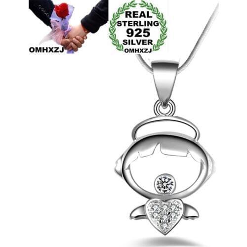 OMHXZJ Wholesale Personality Fashion Woman Girl Gift Girl White Amethyst AAA Zircon 925 Sterling Silver Pendant Necklace NC106