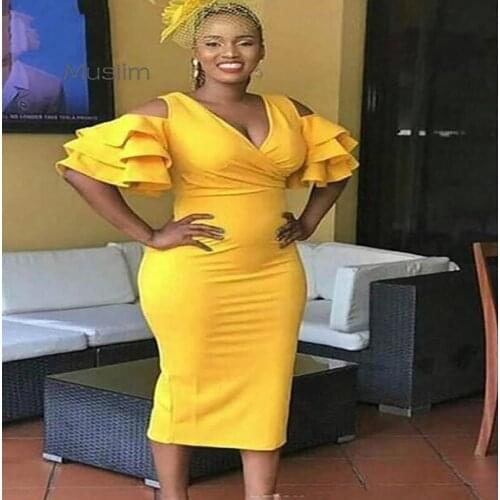 Sexy Black Girls Short Prom Dresses 2020 Short Sleeves African Prom Gowns Cheap Strech Knee Length Plus Size Party Dress Cheap