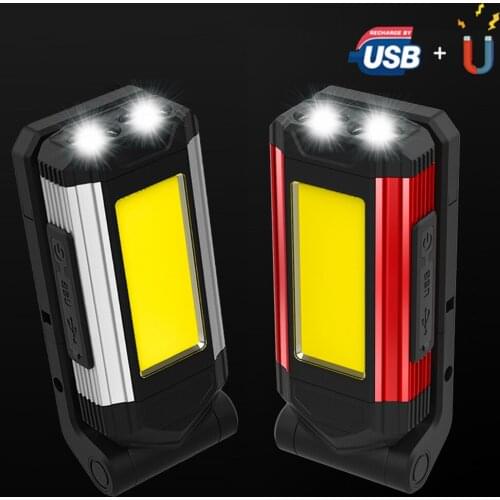 COB Work Light USB Rechargeable Torch Hook Magnet LED Flashlight Multifunctional Adjustable Camping Lamp Waterpoof Lantern