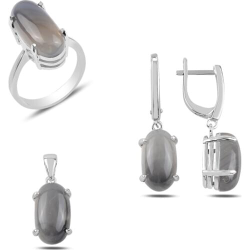 Silver 925 Sterling Natural Solitaire Set