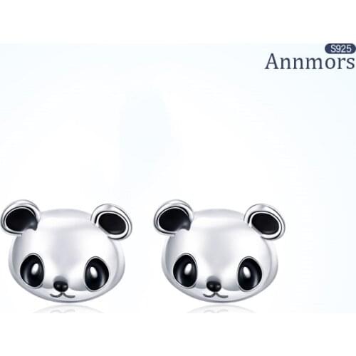 Cute Panda Stud Earrings Sterling Silver 925 Animal Shape Ear Piercing Jewelry Unusual Korean Fashion Xmas Fine Woman Earrings