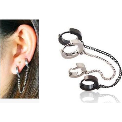 Hoop earrings long chain white black gold earring cartilage piercing jewelry for women girls mother day gift