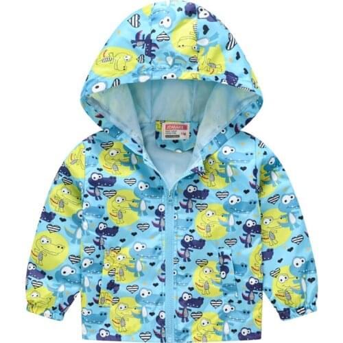 Windbreaker for Boys Girls Spring Autumn New Style Colorful Cartoon Animals Waterproof Kids Children Jacket