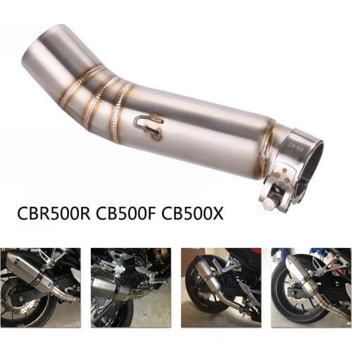 For Honda CBR500R CB500F CB500X Exhaust Pipe Motorcycle Mid Link Pipe Slip On 51mm Stainless Steel Middle Pipe