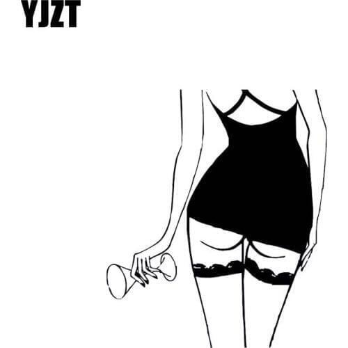 YJZT 12.3*14.5CM Provocatively Figure Sexy Girl Black/Silver Vinyl Decals Good Quality Covering The Body Popular Design C20-0347