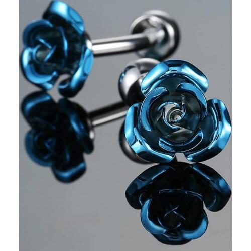 High quality mens Cufflinks new fashion fashion jewelry blue rose flower Cufflinks mens business shirt suit button pin gift