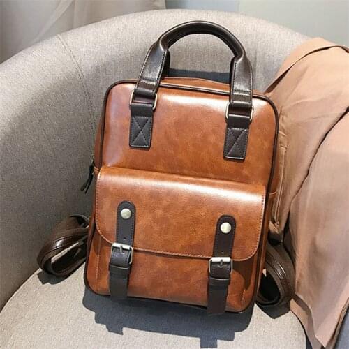 Women Anti Theft Backpacks Students Brown School Bags For Teenage Girls Waterproof Vintage Laptop Leather Big Travel Backpack