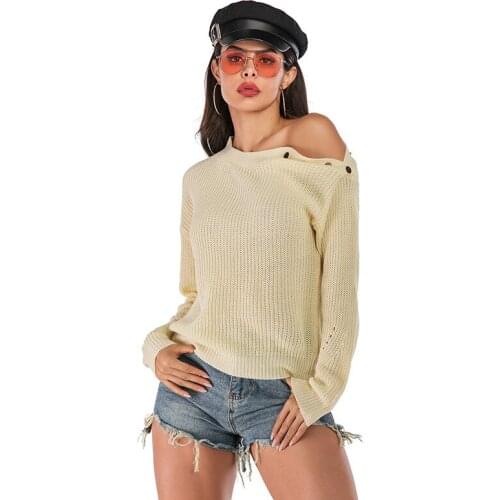 Womens Fashion Sweaters Autumn Winter Females Long Sleeve Slash Neck Loose Light Thin Casual Knitting Shirts Ladies Tops
