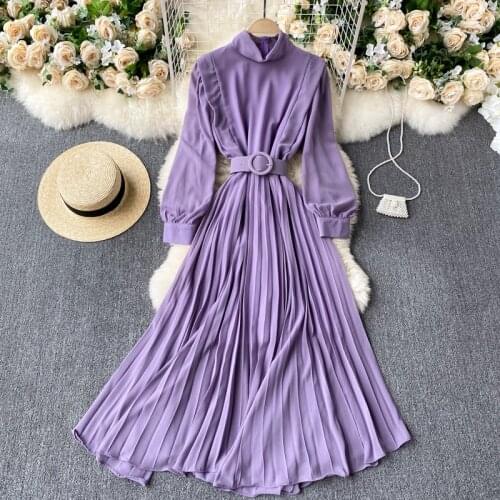 Women Long Dress 2021 Spring Casual Long sleeve Dress Elegant Female vintage Chiffon Dress Ladies Loose Vestidos
