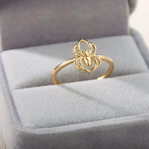 Aesthetic Spider Rings For Women Stainless Steel Lovely Insect Gold Finger Ring Engagement Accessories Jewelry Bague Femme 2021