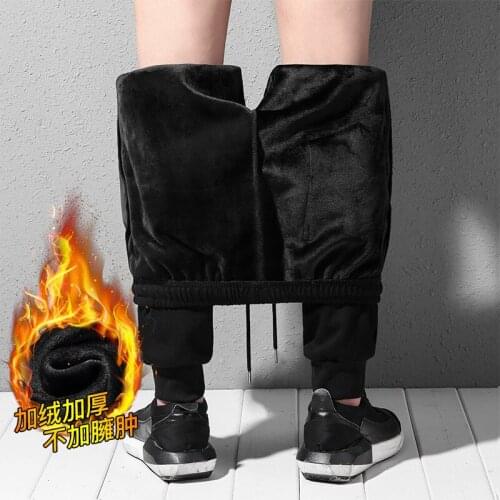 Fleece-lined Winter Pants Men Korean Youth Sportswear Thickened Warm Large Size Fat Mens Casual Trousers Sweatpants Joggers