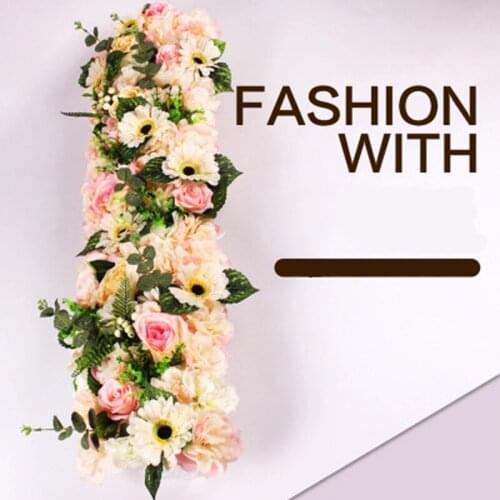 1M Custom Artificial Cited Wedding Flower Wall Arrangement Supplies Flower Row Decor Romantic DIY Iron Arch Background KGH008