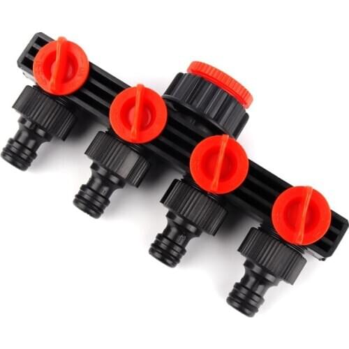 1pc 4 ways Valve Hose Splitter For 3/4"/1" Pipe 16mm Hose Easy Control Water Plastic Agricltural Garden Irrigation Connector