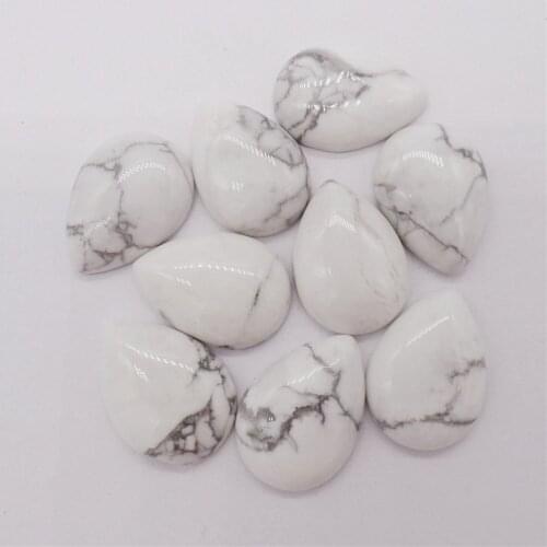 10Pcs 25x18x6mm White And Gray Turquoise Teardrop Cab Cabochon For DIY Jewelry Making Necklace Accessories Gift