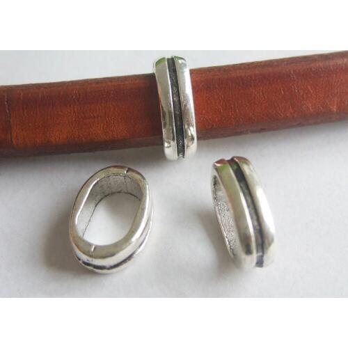 20pcs Antique Oval Hole Licorice Leather Sliders Spacers For 10*6mm Licorice Leather Cord