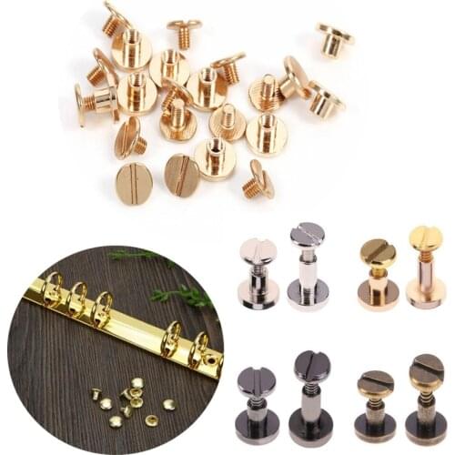 20Pcs Copper Binding Chicago Screws Nail Rivets Photo Album Copper Leather Craft Belt Wallet Solid Brass Screws