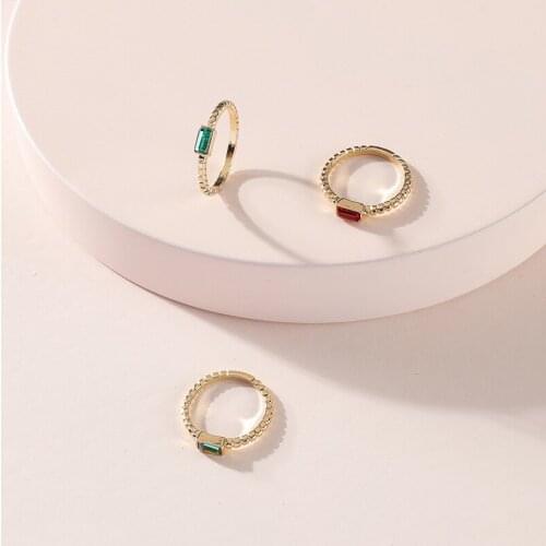 3pcs/set Fashion Twist Ring for Women Simple Color Gem Ring Set Party Accessories Wholesale Jewelry