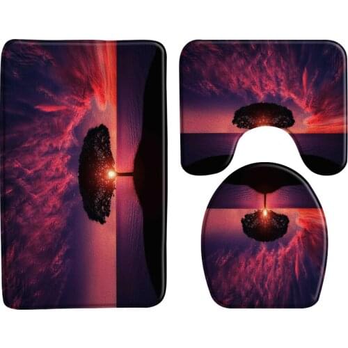 Landscape Bath Mat 3 Set ANti-Slip Shower Bathroom Rug Entrance Door Mat Toilet Mats Carpet In The Bathroom Bathroom Products