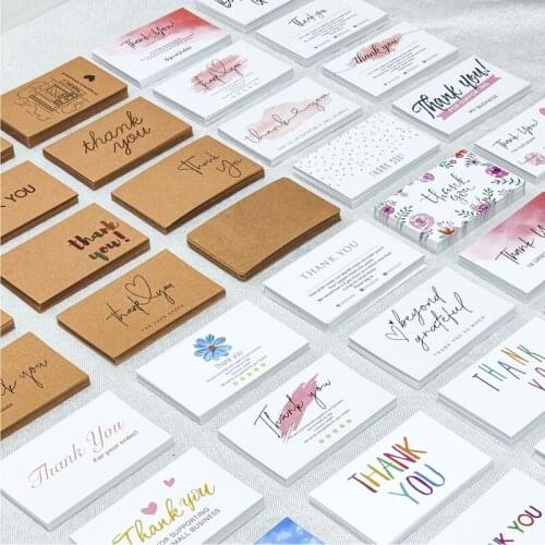 50 Pcs Thank You Cards 5.4x9cm Thank for supporting my small business card for wedding gift package decor Writable Thanks Cards