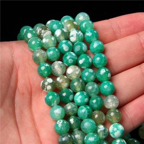 Natural Stone Green Chalcedony Cracked Agat Beads Round Loose Spacer Beads For Jewelry Making 6/8/10mm DIY Handmade Bracelets