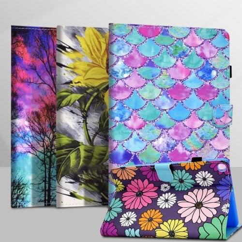 For Samsung Galaxy Tab A7 2020 T500 Case, Stand Tablet Cover for Samsung Galaxy Tab A7 10.4"SM-T500 T505 Scales Flower Case Capa