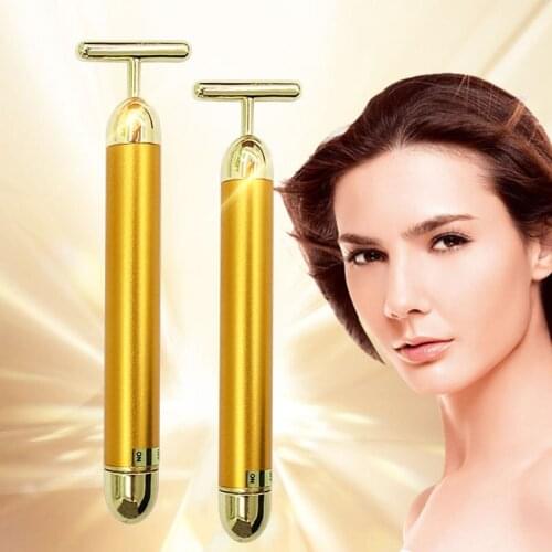Energy Beauty Bar Slimming Face 24k Gold Vibration Facial Beauty Roller Massager Stick Lift Skin Tightening Wrinkle Bar Skin Car