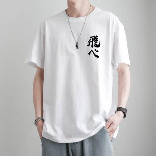 Japanese Cartoon Haikyuu Printed T-Shirt Fashion Oversized Tops Crewneck Breathable Men T-Shirt Summer Comfortable Tshirts Male