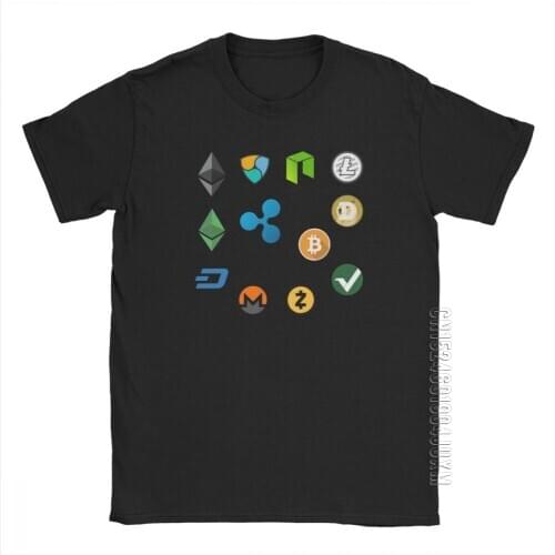 Bitcoin Cash Fork Ethereum Nem Dash Monero Zcash Mining NEO Litecoin Ripple Cryptocurrency T-Shirts Men T-Shirt 100% Cotton Tees
