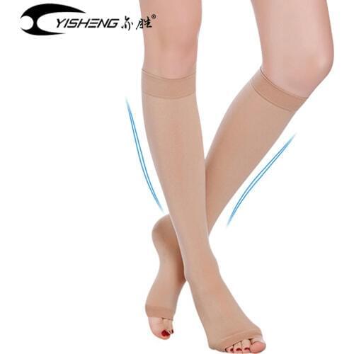 Findcool Yoga Knee High Socks with Open Toe Medical Compression 20-30 mmHg Legwarmers for Men and Women