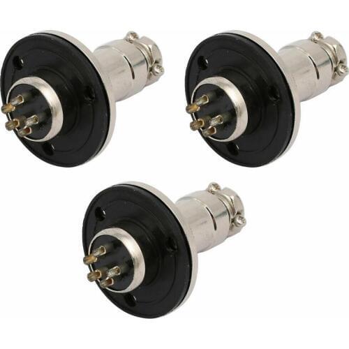 GX16-5 16mm Round Head 5 Terminal Metal Flange Aviation Connector 3pcs