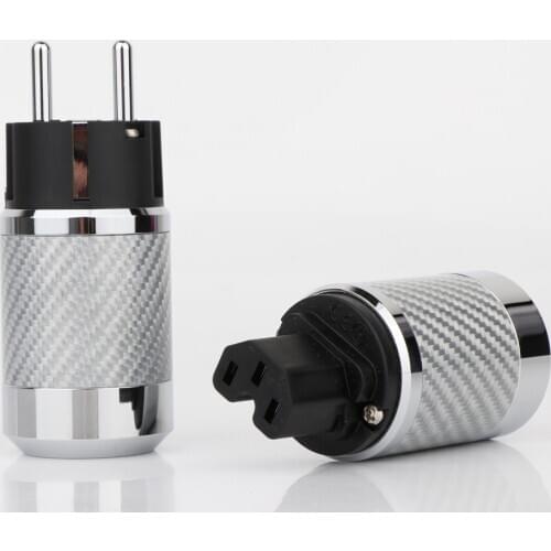 Hi-End WCF2-ER Carbon Fiber Rhodium Plated EU AC Power Plug IEC Female Plug