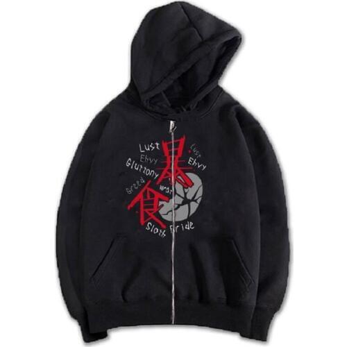 Unisex Anime Cos The Seven Deadly Sins Cotton Casual Hooded Hoodie Cardigan Sweatshirts Jacket Coat