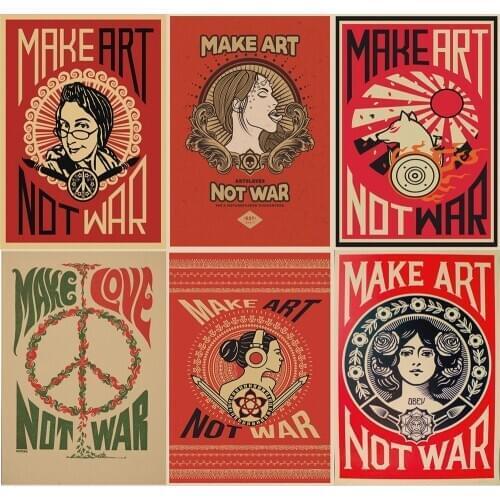 Make Art Not War poster vintage style posters Home Wall Decoration wall Retro kraft paper postes New style